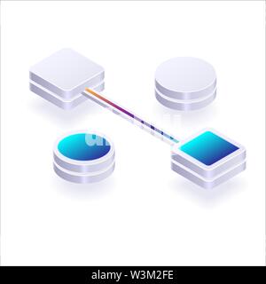 Different circle and square white elements for data center background Stock Vector