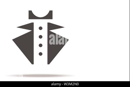 Gentleman vector logo icon on white background. Shirtfront tuxedo and bowtie elements. Man uniform concept. Flat simple line design. eps10 Stock Vector