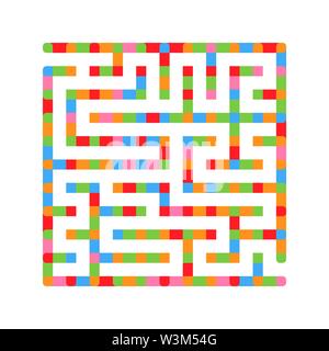 Abstract square light isolated labyrinth. Of colored bright squares on a white background. An interesting and useful game for children and adults. Sim Stock Vector