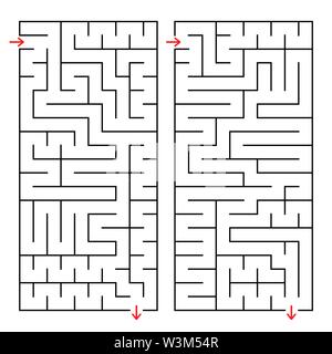 Abstract rectangular isolated labyrinth. Black color on a white background. An interesting and useful game for children and adults. Simple flat vector Stock Vector