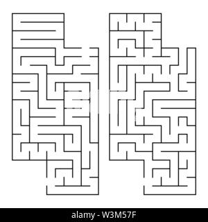 Abstract rectangular isolated labyrinth. Black color on a white background. An interesting game for children and adults. Simple flat vector illustrati Stock Vector
