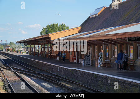 Minehead heritage railway station platform Stock Photo