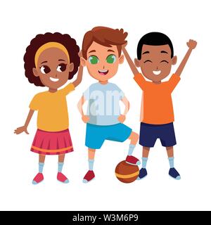 Little kids having fun and smiling cartoons Stock Vector