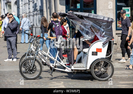Amsterdam, Netherlands, downtown, bicycle taxis, rickshaws, on Dam Square, Stock Photo