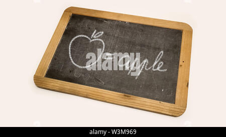 drawing of an apple on a blackboard Stock Photo
