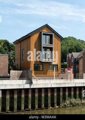New luxury riverside house by the River Ouse, Timberyard lane, Lewes, East Sussex, England, UK Stock Photo