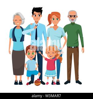 Family parents and childrens cartoons Stock Vector