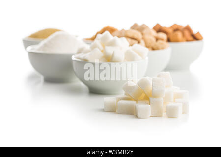Brown and white sugar isolated on white background. Stock Photo