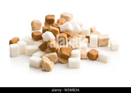 Brown and white sugar isolated on white background. Stock Photo