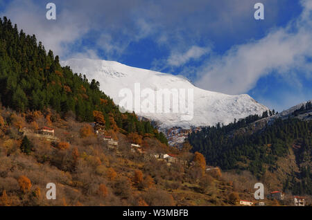 Snow On Agrafa Mountains Stock Photo