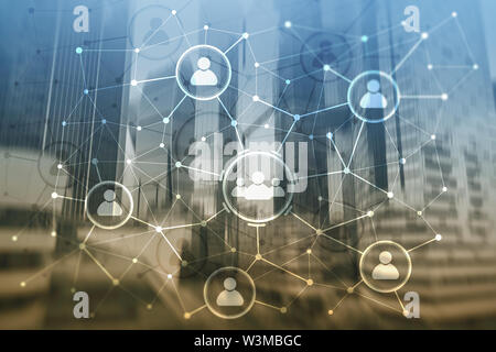 People relation and organization structure. Social media. Business and communication technology concept Stock Photo