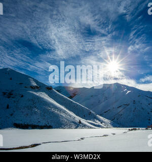 Snow covered mountains in Bellevue, Idaho, USA Stock Photo