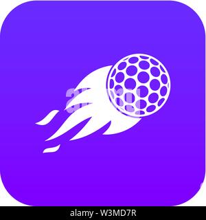 Burning golf ball icon digital purple Stock Vector