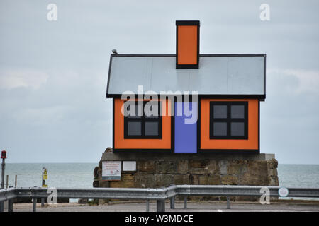 Artwork, part of the Holiday Home project, in Folkestone, Kent, UK in July 2019 Stock Photo