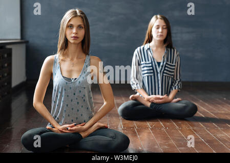 Women during yoga class Stock Photo