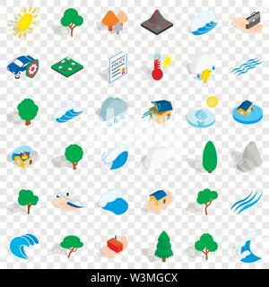 Global warming icons set, isometric style Stock Vector