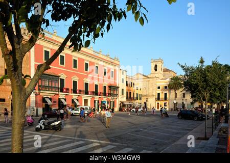 The old town centre of Ciutadella in summers evening light, Menorca Balearic Islands Spain Europe Stock Photo