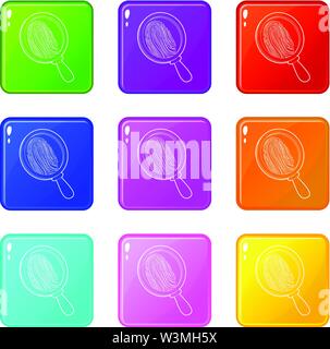 Magnify icons set 9 color collection Stock Vector