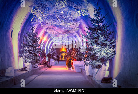 Zagreb tunnel Gric during Christmas celebrations as part of Advent in Zagreb . Stock Photo