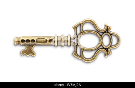 Vintage golden skeleton key isolated on white background Stock Photo ...