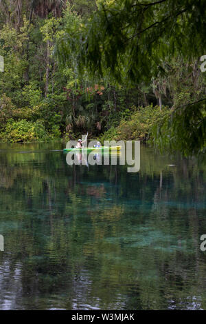 Kayaking on the Silver River in Silver Springs State Park, Florida Stock Photo