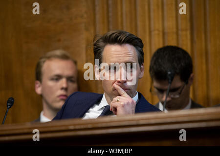 Washington, District of Columbia, USA. 16th July, 2019. United States Senator Josh Hawley (Republican of Missouri) listens during the Subcommittee on the Constitution on Capitol Hill in Washington, DC, U.S. on July 16, 2019. Credit: Stefani Reynolds/CNP/ZUMA Wire/Alamy Live News Stock Photo