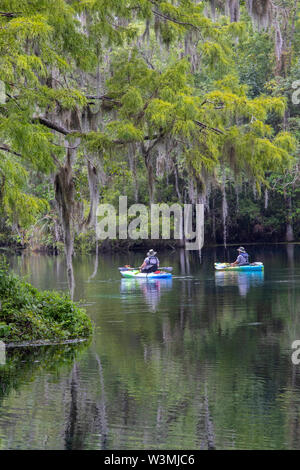 Kayaking on the Silver River in Silver Springs State Park, Florida Stock Photo