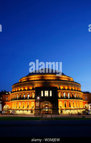 Night view of Royal Albert Hall, most famous for summer Proms concerts since 1941, completed in 1871 by architect Captain Francis Fowke. Stock Photo