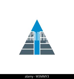 Pyramid with Arrow related vector glyph icon. Stock Vector