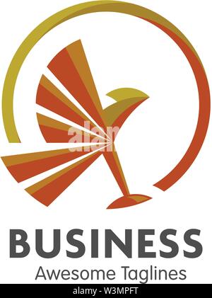 creative eagle bird with circle logo vector, falcon circle logo design Stock Vector