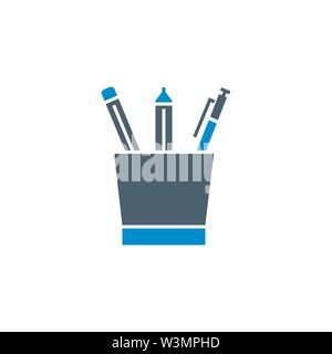 Pencil Stand related vector glyph icon Stock Vector