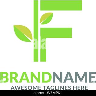 creative initial letter f with natural green leaf logo vector element Stock Vector