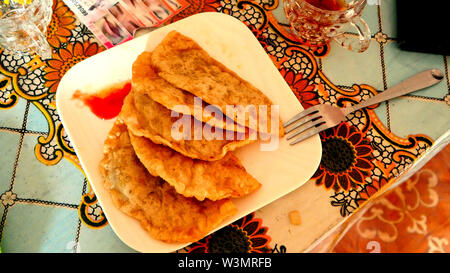 Khuushuur, a traditional Mongolian dish Stock Photo