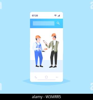 construction workers architect and foreman discussing new building project during meeting builders in helmet industrial technicians teamwork concept Stock Vector