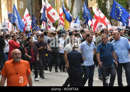 Anti-Russian Demonstrations in Tbilisi, Georgia (Country) 29th June 2019 Stock Photo