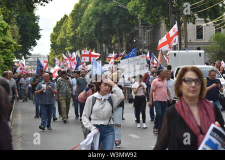 Anti-Russian Demonstrations in Tbilisi, Georgia (Country) 29th June 2019 Stock Photo
