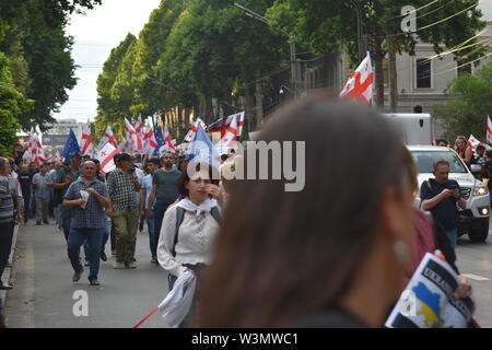 Anti-Russian Demonstrations in Tbilisi, Georgia (Country) 29th June 2019 Stock Photo