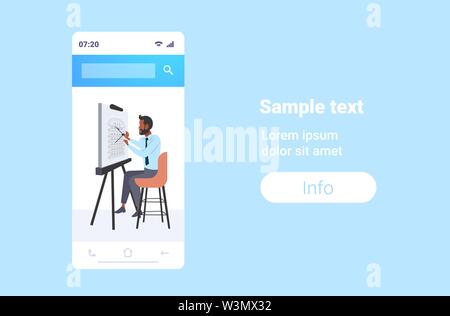 man architect using compass engineer drafting house project on adjustable drawing board desk housing contractor designing house plan smartphone screen Stock Vector