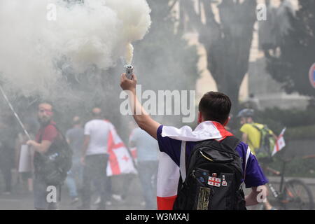 Anti-Russian Demonstrations in Tbilisi, Georgia (Country) 29th June 2019 Stock Photo