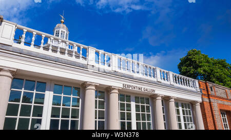 London, UK - May 14 2018: The Serpentine Galleries is a contemporary art gallery in Hyde Park. The  exhibition. admission to gallery is free Stock Photo