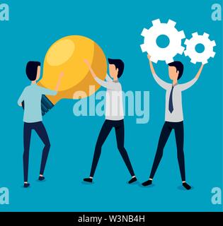 businessmen teamwork with bulb idea and gears Stock Vector Image & Art ...