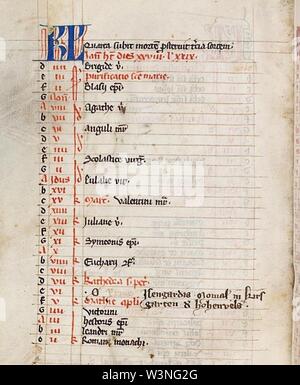 Codex Lichtenthal 37, Kalenderblatt Februar. Stock Photo