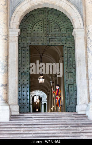 Members of the Pontifical Swiss Guard in Saint Peters Basilica - Vatican Stock Photo