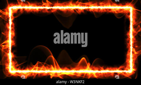 smoky frame with copy space set on fire with copyspace Stock Photo