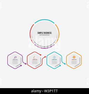 Minimal timeline infographic template 4 options or steps. Stock Vector