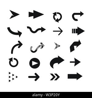 Black color arrow logo symbol set design vector Stock Vector