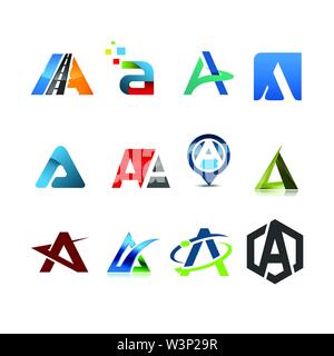 Various initial letter A logo set vector corporate template design Stock Vector