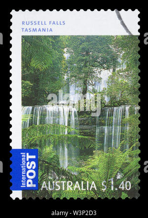 AUSTRALIA - CIRCA 2008: a stamp printed in Australia shows image of Russell Falls, circa 2008. Stock Photo