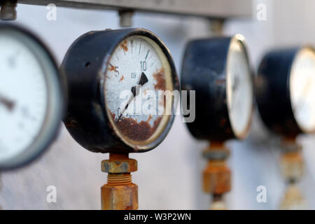 Old manometer among pressure control devices Stock Photo - Alamy