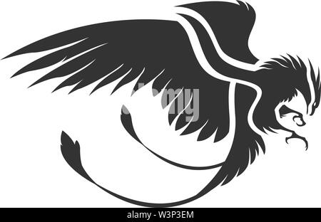 Simple Vector illustration of phoenix silhouette Stock Vector